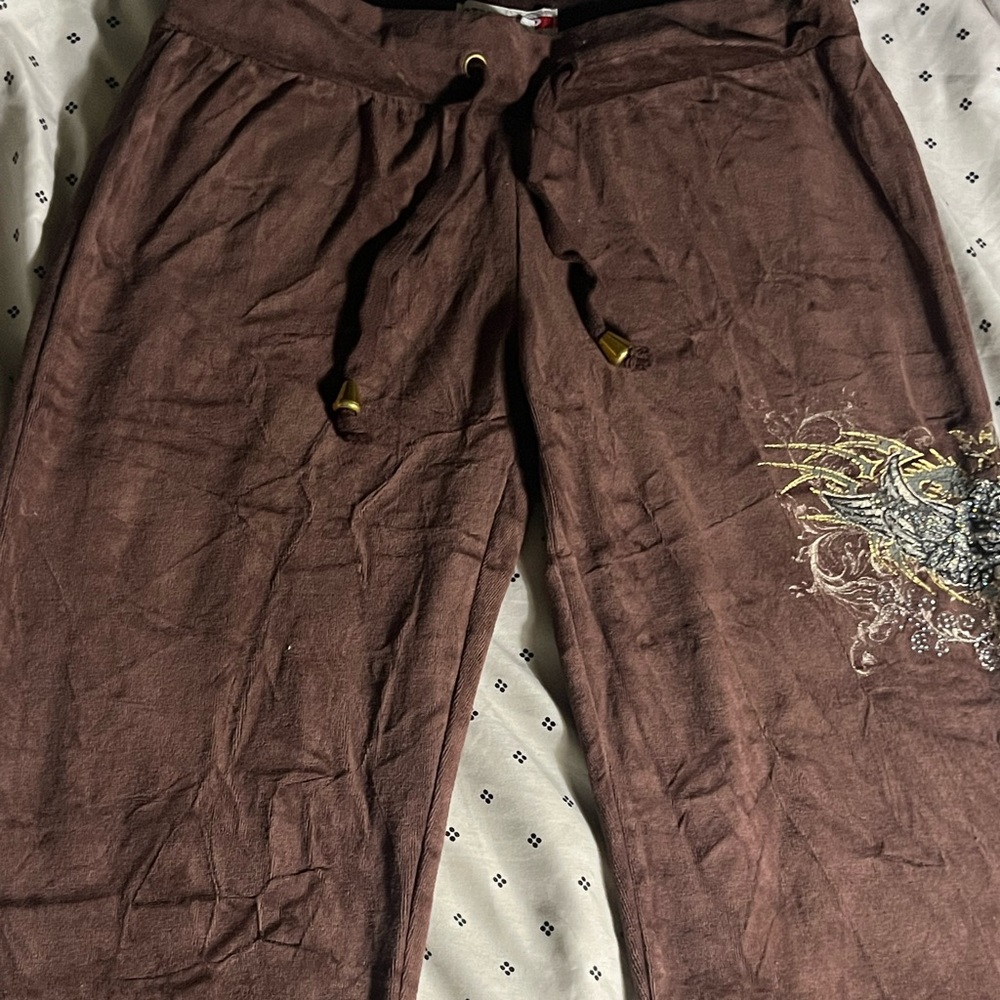BusStop- Brown Velvet Low Rise pants (m)